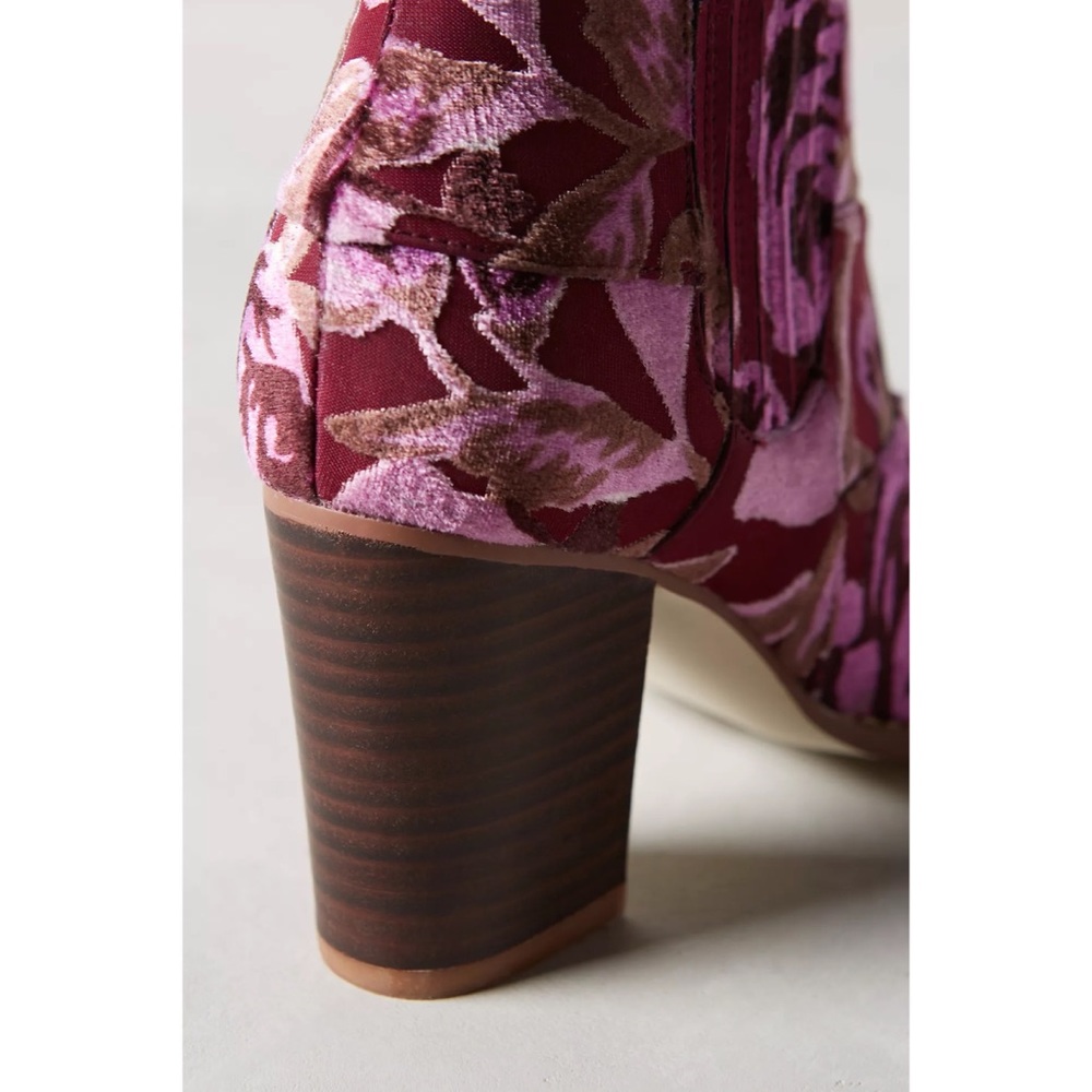 Anthropologie Pink Floral Ankle Boots - Picture 5 of 9